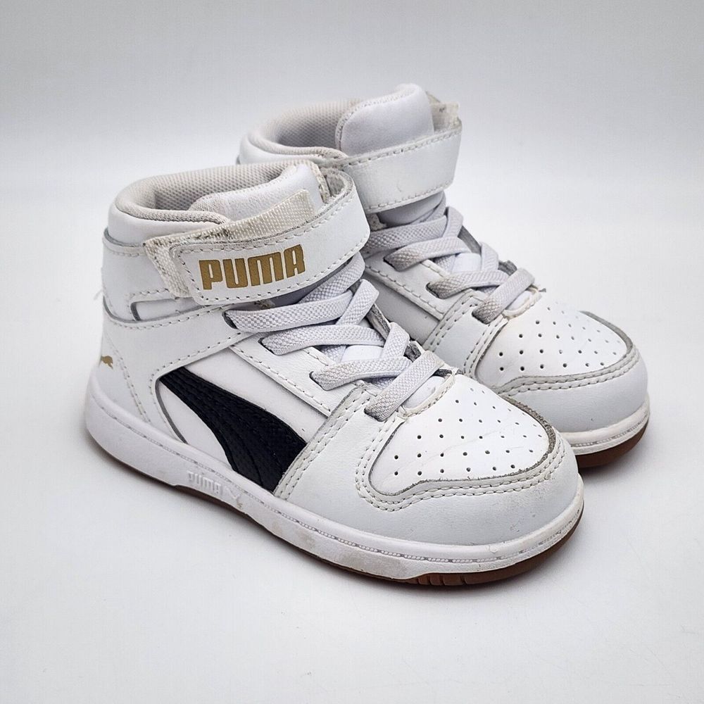 Puma High Tops Sneakers Shoes Toddler Size 6C White Black Kids‎ Boys